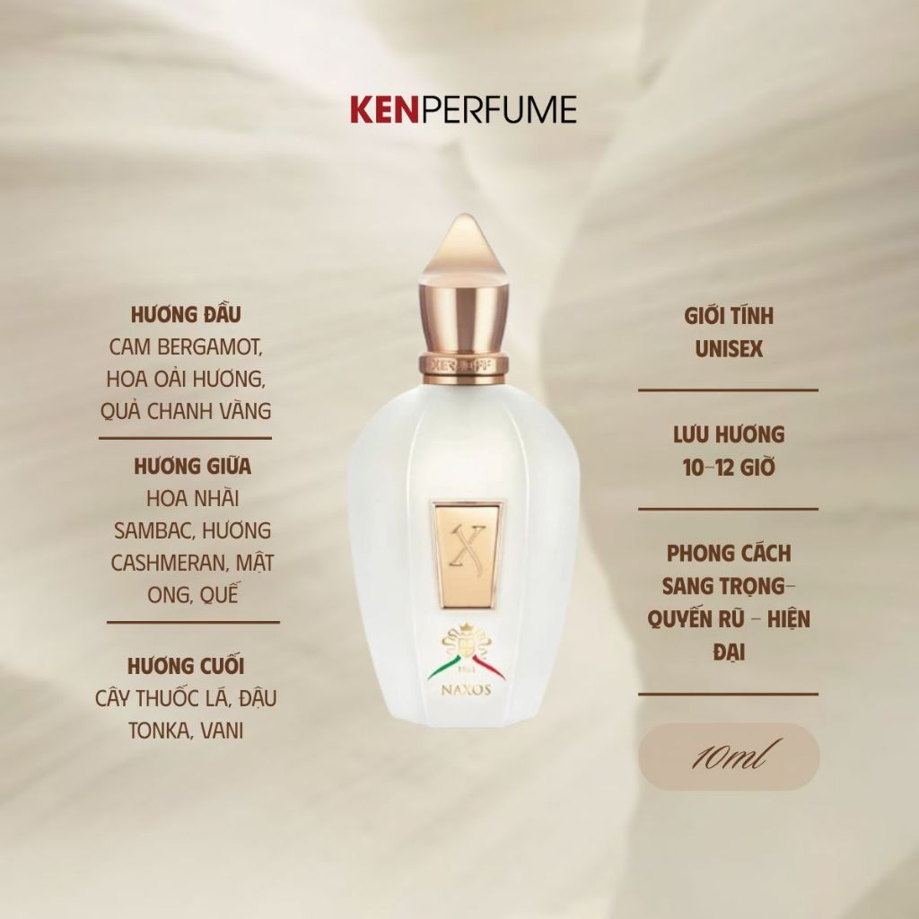 10ML Xerjoff 1861 Naxos | Nước Hoa Unisex | Ken Perfume