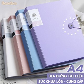 File lá đựng tài liệu a4 BOODOO tệp đựng tài liệu nhiều ngăn 100 lá dày dẻo có cúc gài chống nước