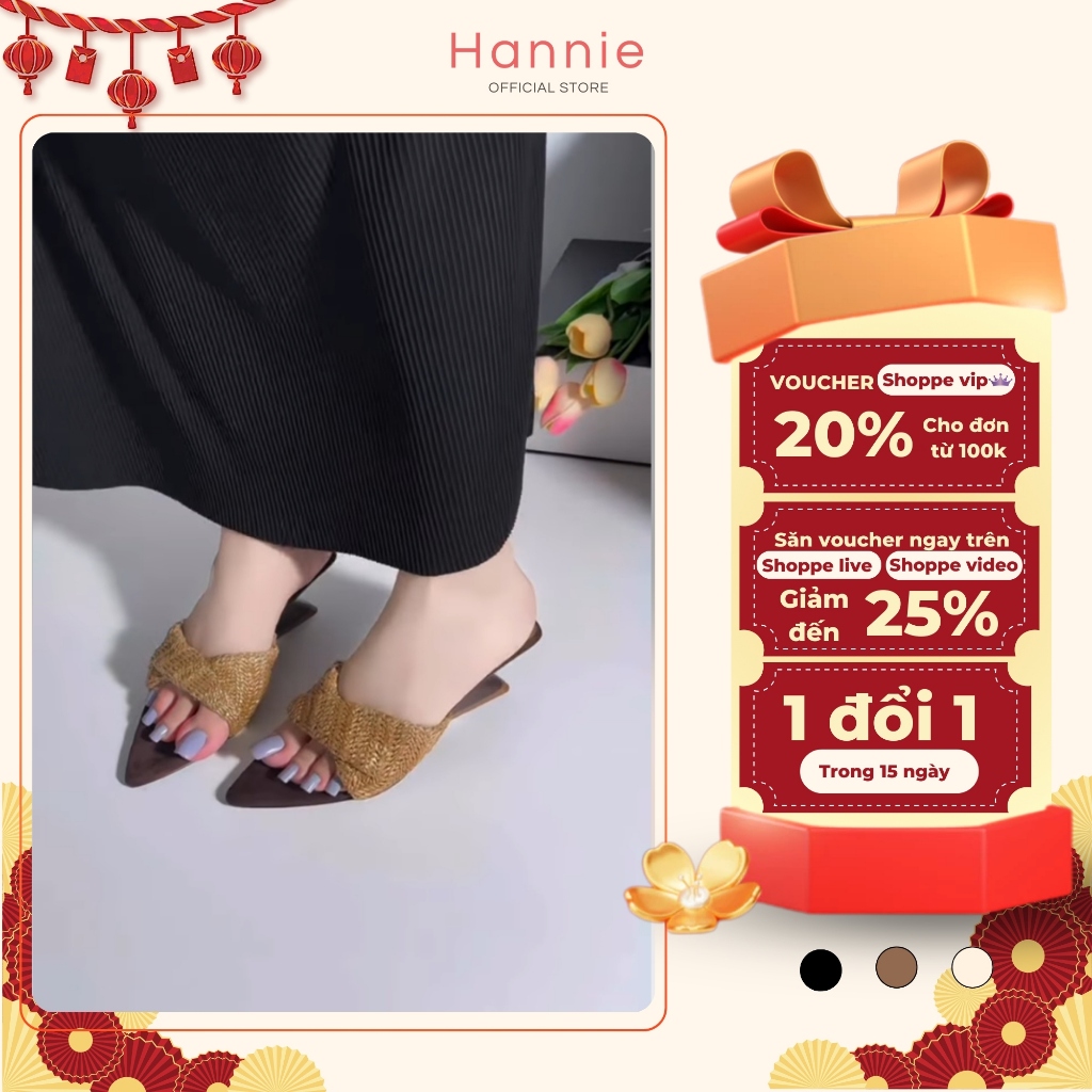 Giày cao gót mũi nhọn basic quai cối đề xuồng - Hannie