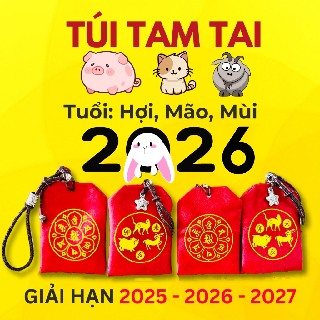 Túi tam tai giải hạn 2025 2026 2027 mang lại bình an, may mắn