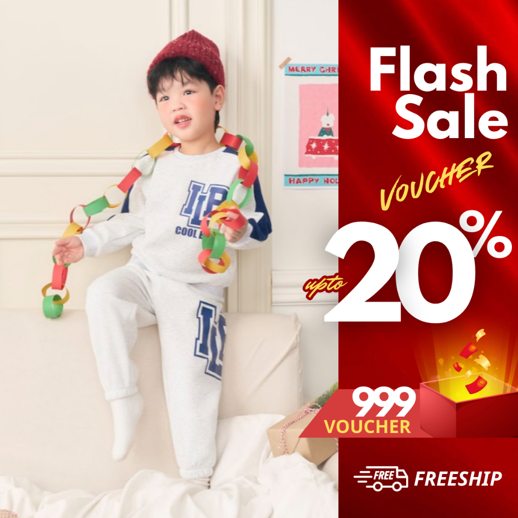 Set bộ thể thao Tết bé trai ILABY size từ 10 - 35kg - Bộ nỉ dài tay màu xám in LB Cool Boys phong cá