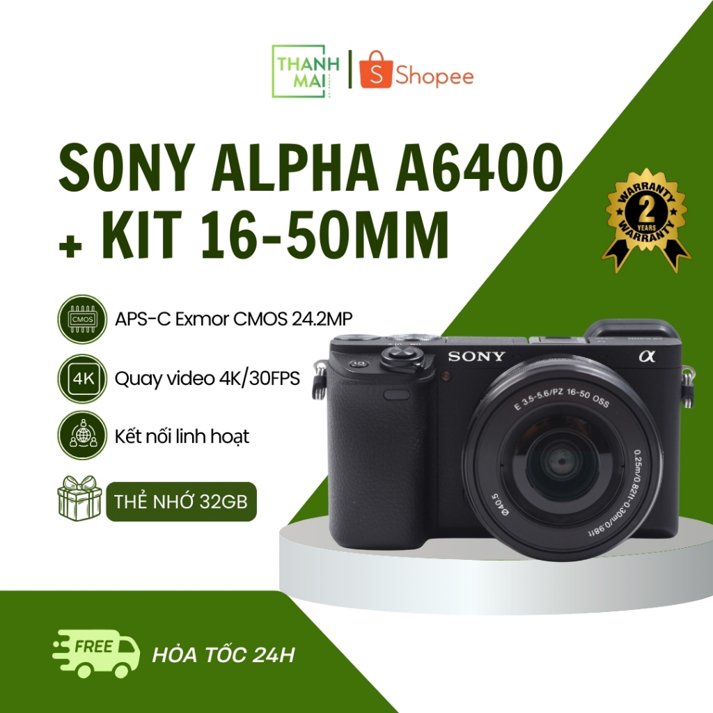 Máy ảnh Sony Alpha A6400 kit 16-50mm F/3.5-5.6 OSS PZ | New | Bảo hành Chính hãng 24 tháng