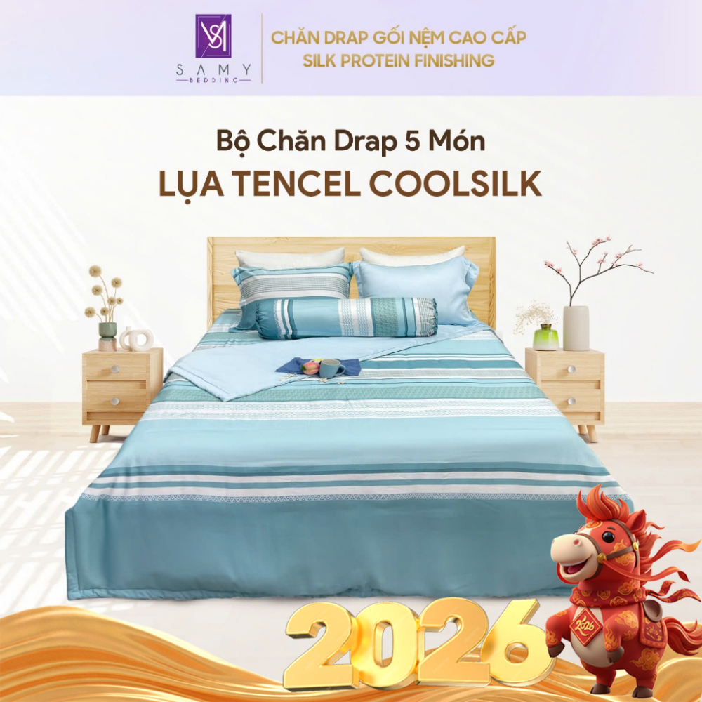 Bộ Chăn Ga Gối Lụa Tencel Coolsilk SAMY BEDDING Mát Mịn Nhiều Kiểu Dáng