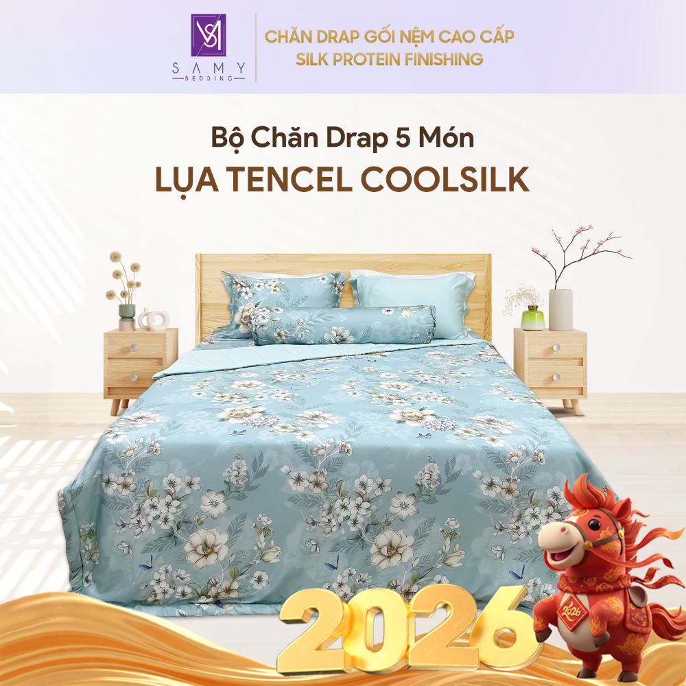 Bộ Chăn Ga Gối Lụa Tencel Coolsilk SAMY BEDDING Nhiều Mẫu Mã Cao Cấp