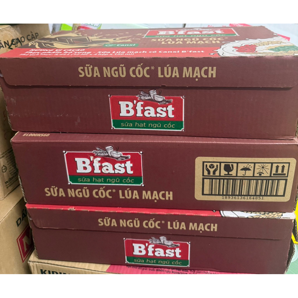 Thùng 48 Hộp Sữa Ngũ Cốc Lúa Mạch BFAST ĐỦ VỊ 180ml