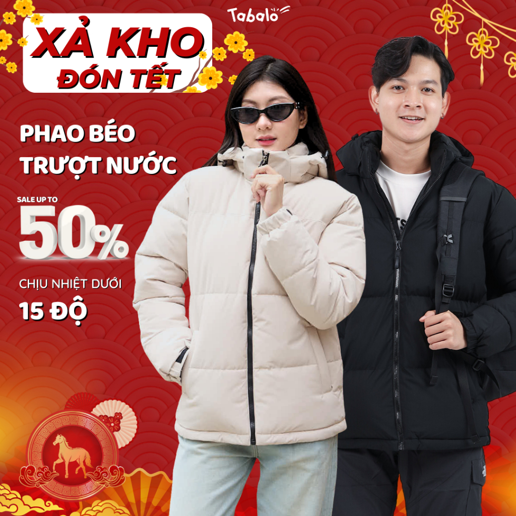 Áo Phao Béo Tabalo Retro, Áo Phao Nam Nữ Trượt Nước Chống Thấm, Cản Gió, Giữ Ấm Cực Tốt, Mũ Tháo Rời