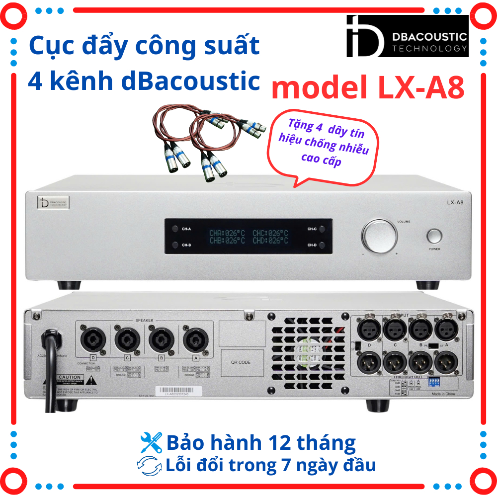 Cục Đẩy Công Suất DBacoustic LX-A8 Mạch Class D-Công Suất 800W/Kênh Phiên Bản LX Series Cao Cấp.
