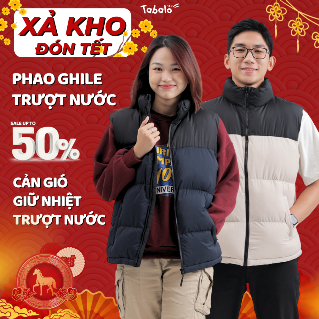 [NEW IN] Áo Phao Ghile Nam Nữ Nuptse Tabalo, Phao Cộc Tay Có Túi Sườn Hai Bên