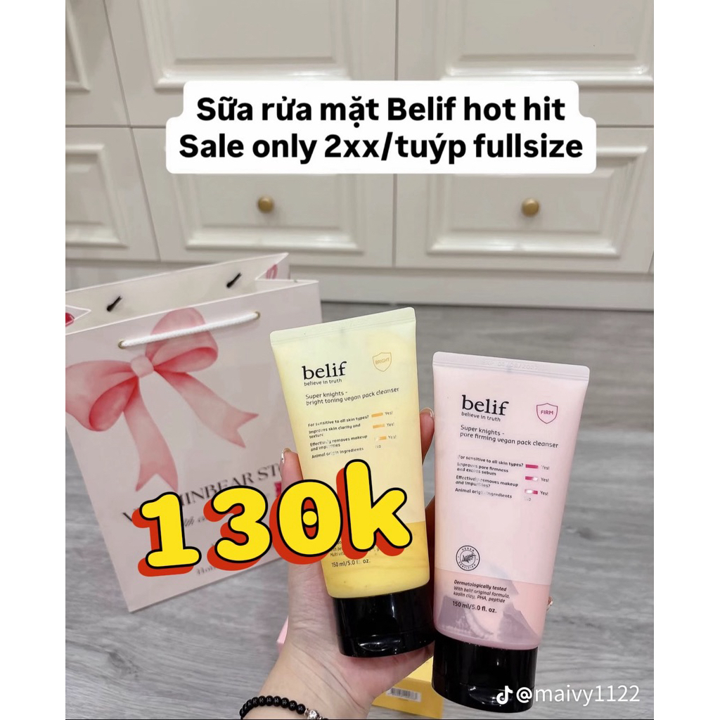 sữa rửa mặt belif hồng làm sạch