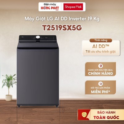 Máy giặt lồng đứng LG AI DD™ Inverter 19kg T2519SX5G [GIAO TOÀN QUỐC]