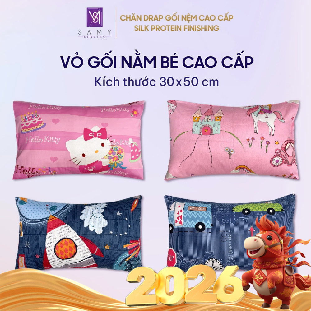 Vỏ gối nằm bé cao cấp Samy Bedding êm ái, thoáng mát