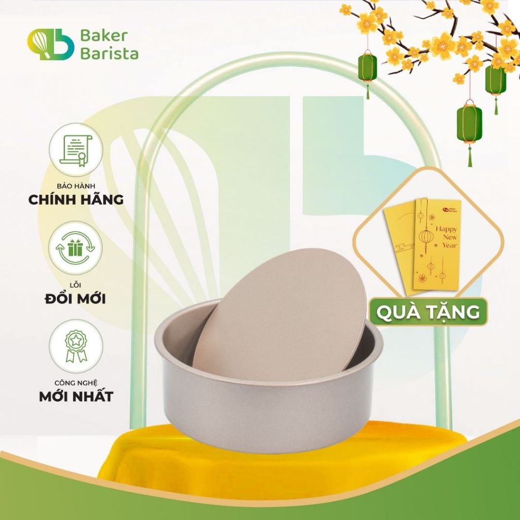 Khuôn tròn đế rời thép carbon làm bánh bông lan 20cm MB179