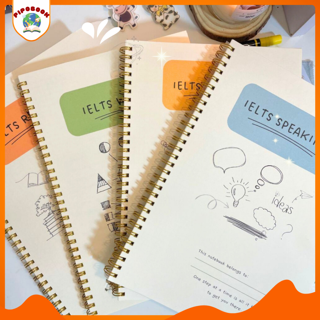 Sổ IELTS Writing, Speaking, Listening, Speaking T04 Sổ Notebook IELTS, Tiếng Anh Taro Stationery