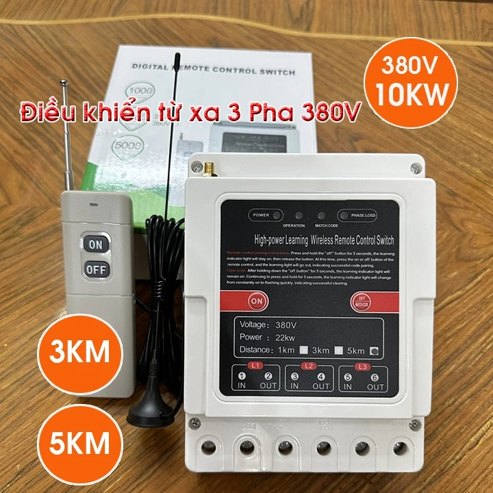 BỘ CÔNG TẮC ĐIỀU KHIÊN TỪ XA 3KM, 5KM 380v 10KW, điều khiển máy bơm nước từ xa 3000m, 5000m