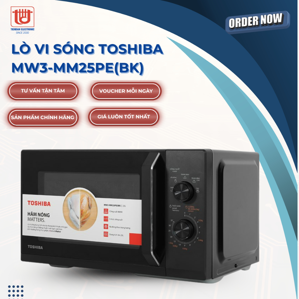Toshiba Lò Vi Sóng MW3-MM25PE(BK) - Dung tích 25L