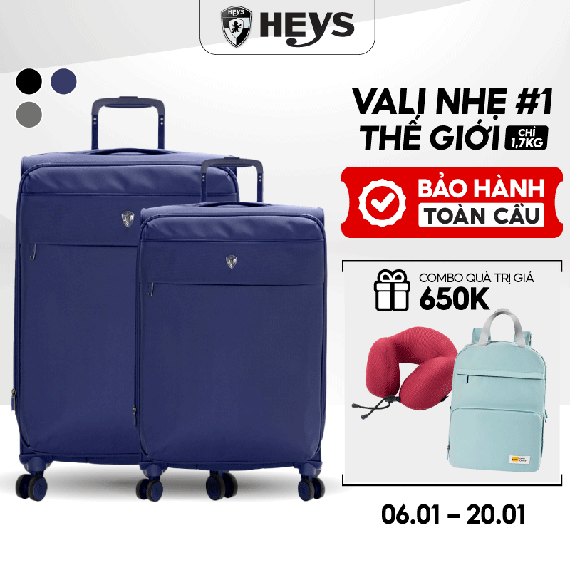 [DEAL HOT NHẤT🔥] Combo 2 Vali Vải Du Lịch Heys Xero Elite 2.0 - Vali Vải Nhẹ Nhất Thế Giới, Bảo Hành