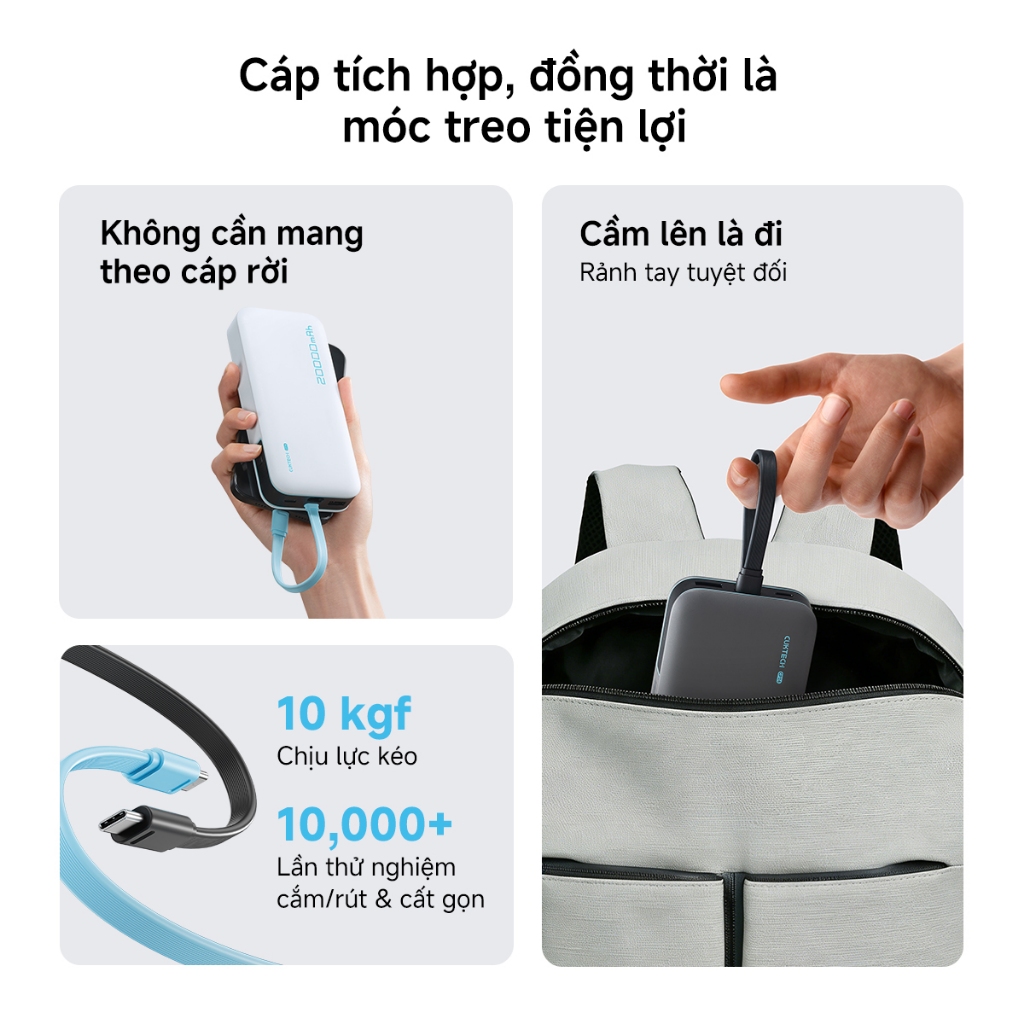 【Được chứng nhận CCC】CUKTECH Pin Dự Phòng 20000mAh Sạc Nhanh 40W – Tích Hợp Dây, Hỗ Trợ iP 38W / Xiaomi 33W —— CP24 | BigBuy360 - bigbuy360.vn