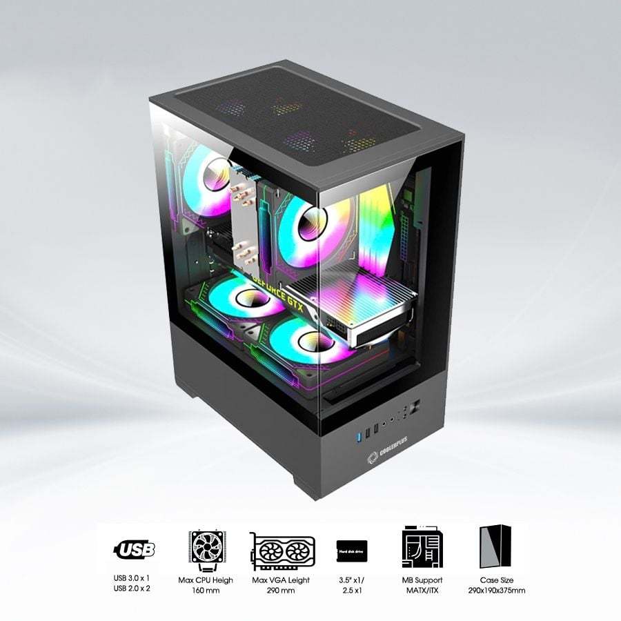 Vỏ Case Bể Cá Coolerplus CPC EX32B | M-ATX | Trắng / Đen