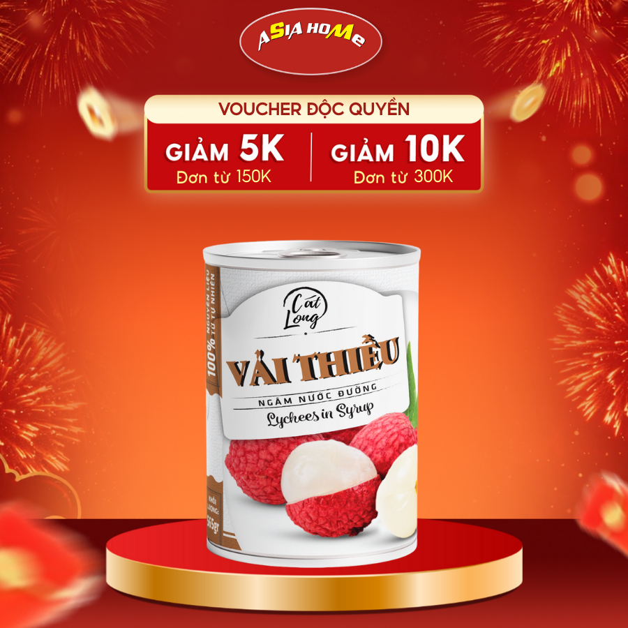 Vải Thiều Ngâm Nước Đường Cát Long Đóng Lon 565g – ASIA HOME Chính Hãng