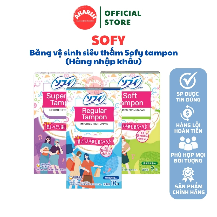 Băng vệ sinh siêu thấm Sofy Soft Tampon Super/ Regular Tampon/ Superplus Tampon (Hàng nhập khẩu)