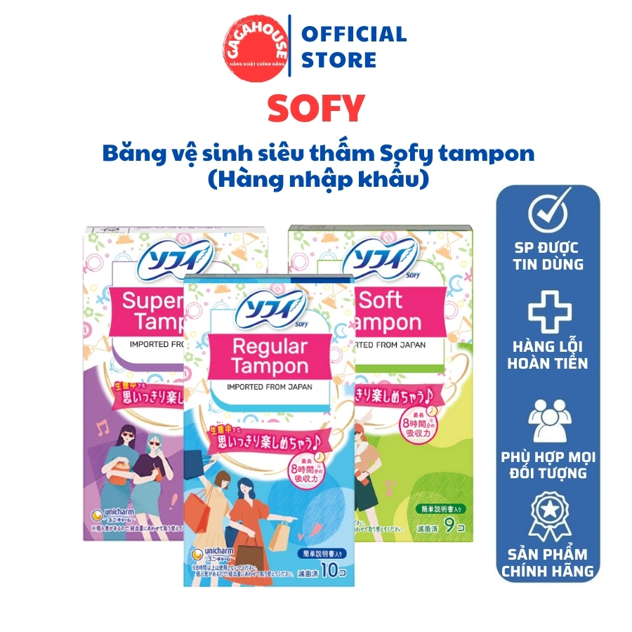 Băng vệ sinh siêu thấm Sofy Soft Tampon Super/ Regular Tampon/ Superplus Tampon (Hàng nhập khẩu)