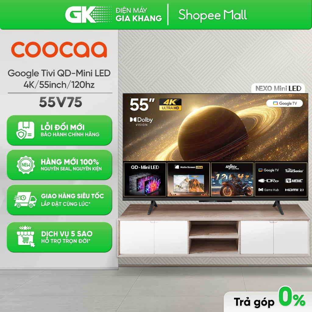 55V75 | 55Y84 Google Tivi COOCAA Model 55V75 | Smart TV | HDR10+ | QD- Mini LED [Toàn Quốc]