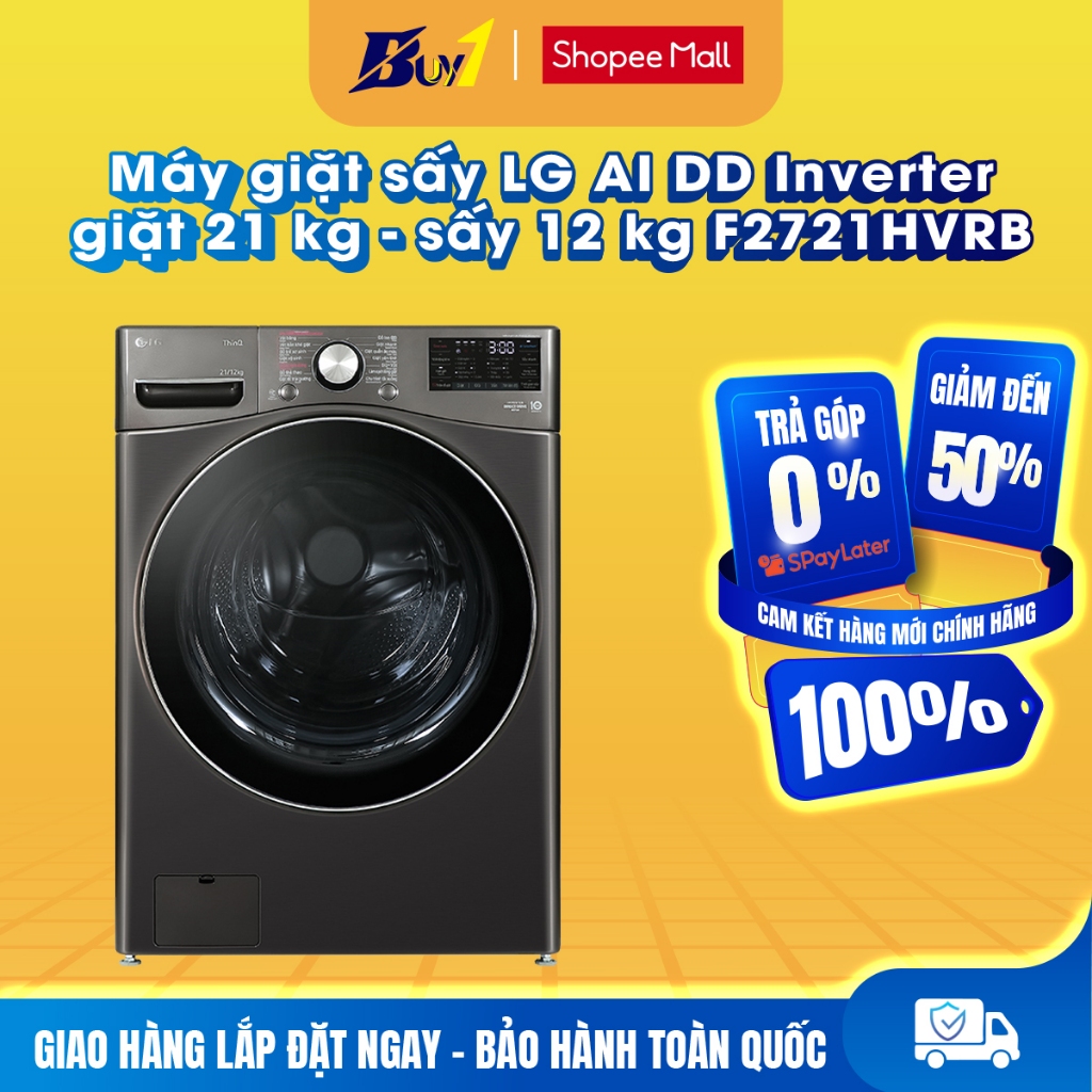 F2721HVRB - Máy giặt sấy LG AI DD Inverter giặt 21 kg - sấy 12 kg F2721HVRB - Hàng chính hãng
