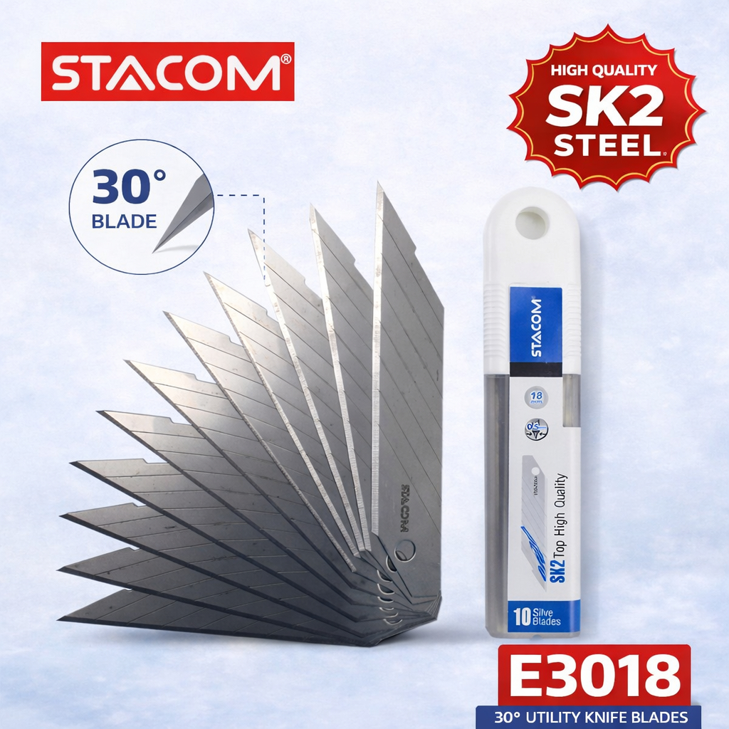 Lưỡi dao rọc giấy cỡ lớn 30 độ | Tiêu chuẩn SK2 - Tiêu chuẩn Công nghiệp, lưỡi 30 độ | Stacom E3018