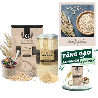 Yến mạch tươi cán mỏng (cán dẹt) GUfoods - Giàu chất xơ, Tốt cho sức khoẻ, Healthy, Tập gym (500g)