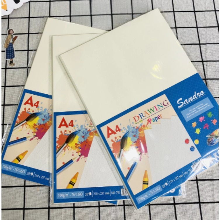 [Top Value] [3 Tập] Giấy vẽ A4 Klong tập 20 tờ giấy vẽ màu chì than Sổ KLONG, bút sáp 100gsm MS 703