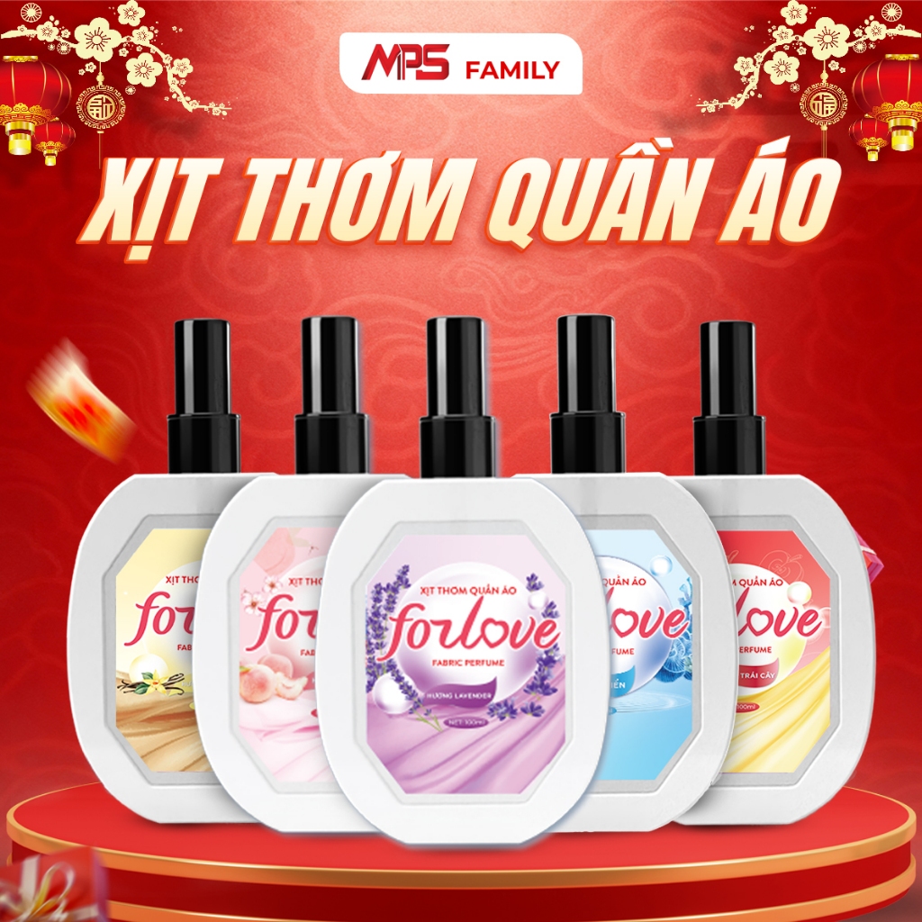 Xịt thơm quần áo Forlove, Thơm quần áo 100ml chiết xuất tinh dầu thiên nhiên thơm mát khửi mùi hôi -