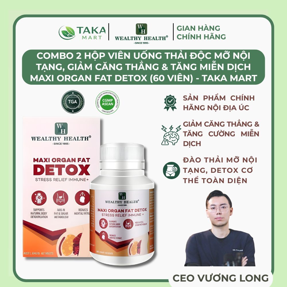 Combo 2 Hộp Viên Uống Thải Độc Mỡ Nội Tạng, Giảm Căng Thẳng, Tăng Cường Miễn Dịch Maxi Organ Fat Det