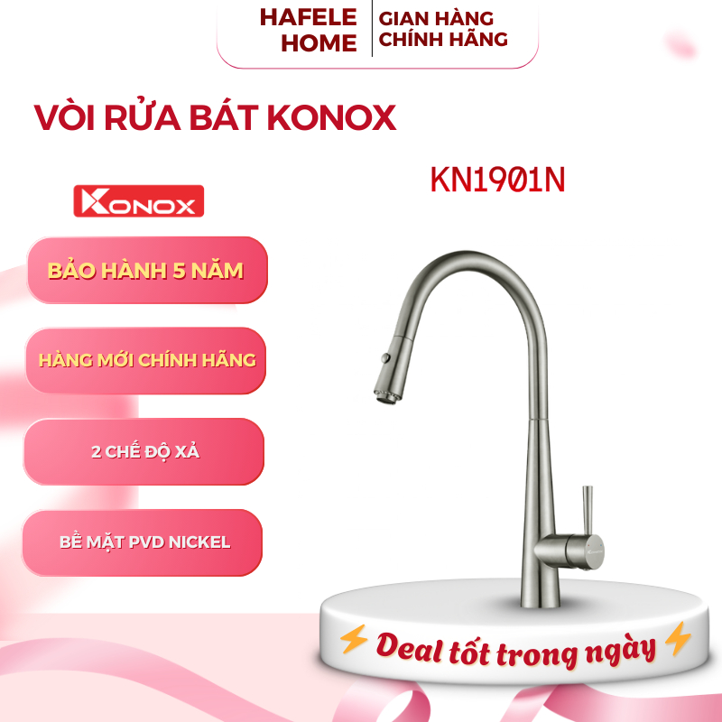 Vòi Rửa Bát Dây Rút Konox KN1901N – 2 Đường Nóng Lạnh – Chất Liệu Hợp Kim Đồng – EEH