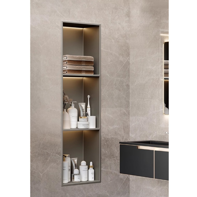 Hộc Âm Tường Nhà Tắm Nhôm IWhite Sơn Tĩnh Điện, Không Bám Vân Tay, Kệ Nhà Bếp, Phòng Khách Cao Cấp