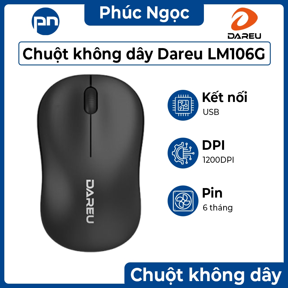 Chuột không dây DareU LM106G, chuột máy tính văn phòng không dây chính hãng - Phúc Ngọc Computer