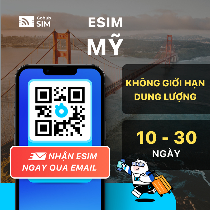 eSIM Mỹ 4G - Gói theo ngày (10 - 30 ngày) - Gohub gửi eSIM qua email