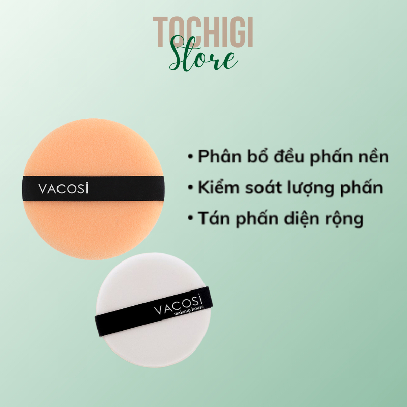 Bông Phấn khô tròn trung BP08 và bông cushion Vacosi BP22