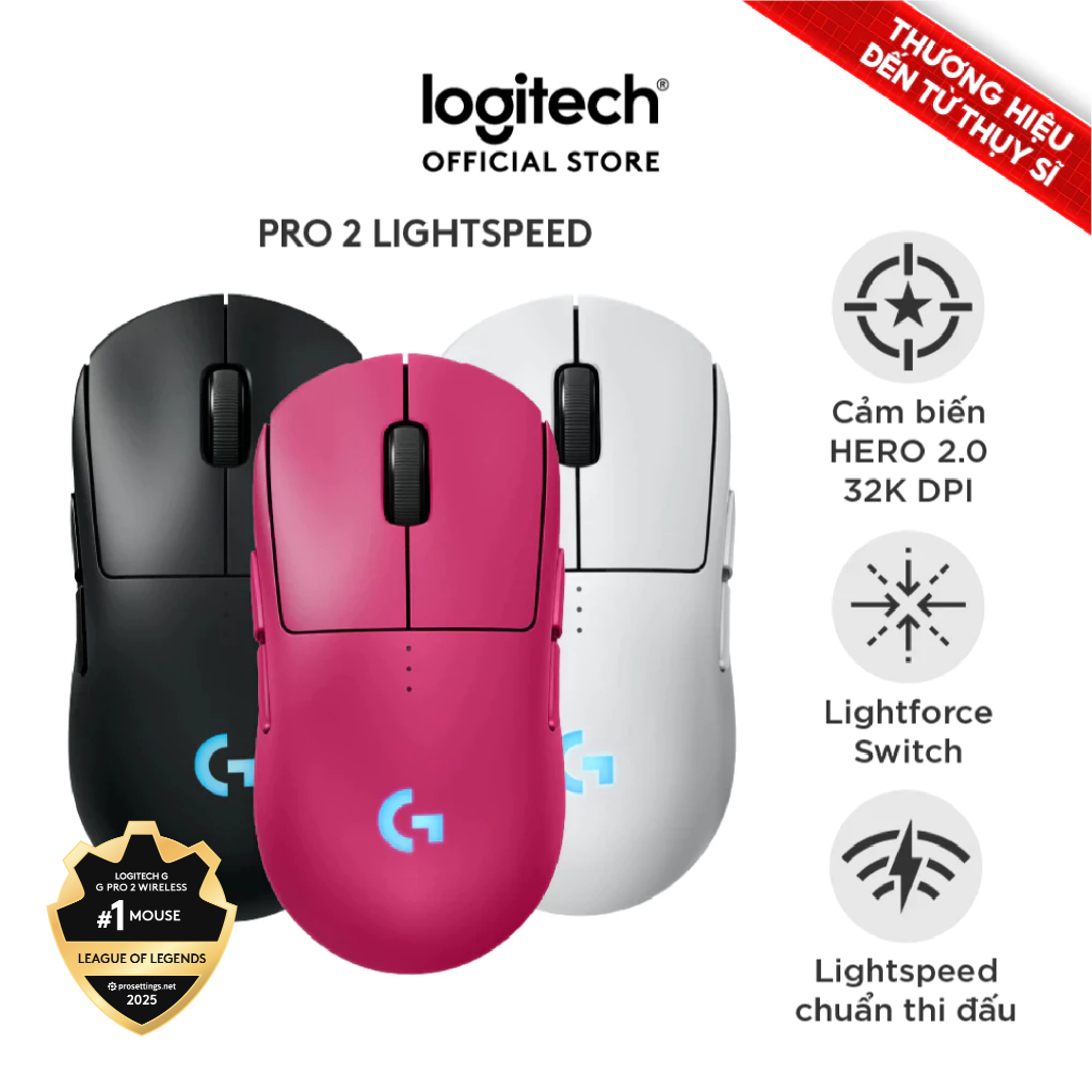 Chuột Gaming không dây Logitech G PRO 2 LIGHTSPEED, Switch LIGHTFORCE, Hero 2 32k DPI, USB-C