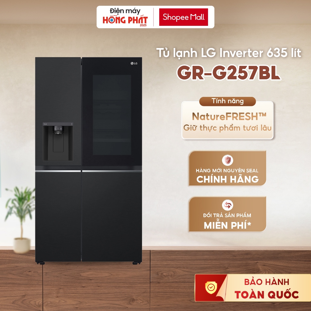 GR-G257BL | Tủ lạnh LG Instaview UVnano 635L màu đen GR-G257BL [FREESHIP HCM]