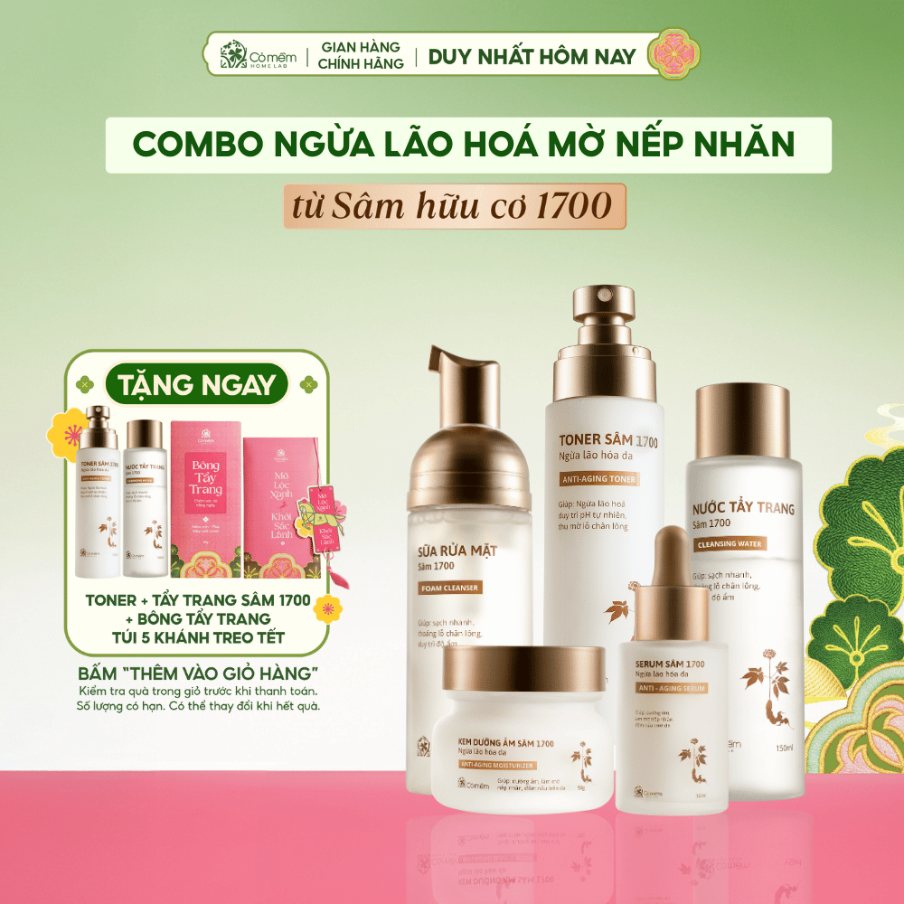 Trọn Bộ Chăm Sóc Da Sâm 1700 Ngừa Lão Hoá Da Mờ Nếp Nhăn Đốm Nâu Cỏ Mềm