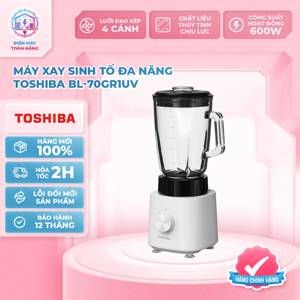 Máy Xay Sinh Tố Đa Năng Toshiba BL-70GR1UV - Công Suất 600W - Chính Hãng