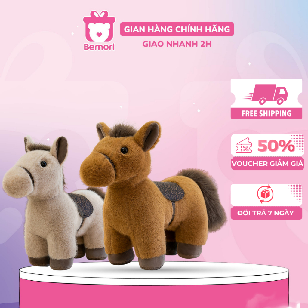 Gấu Bông Ngựa Yên Hoa BEMORI Thú Nhồi Bông Ngựa May Mắn Linh Vật Tết 2026