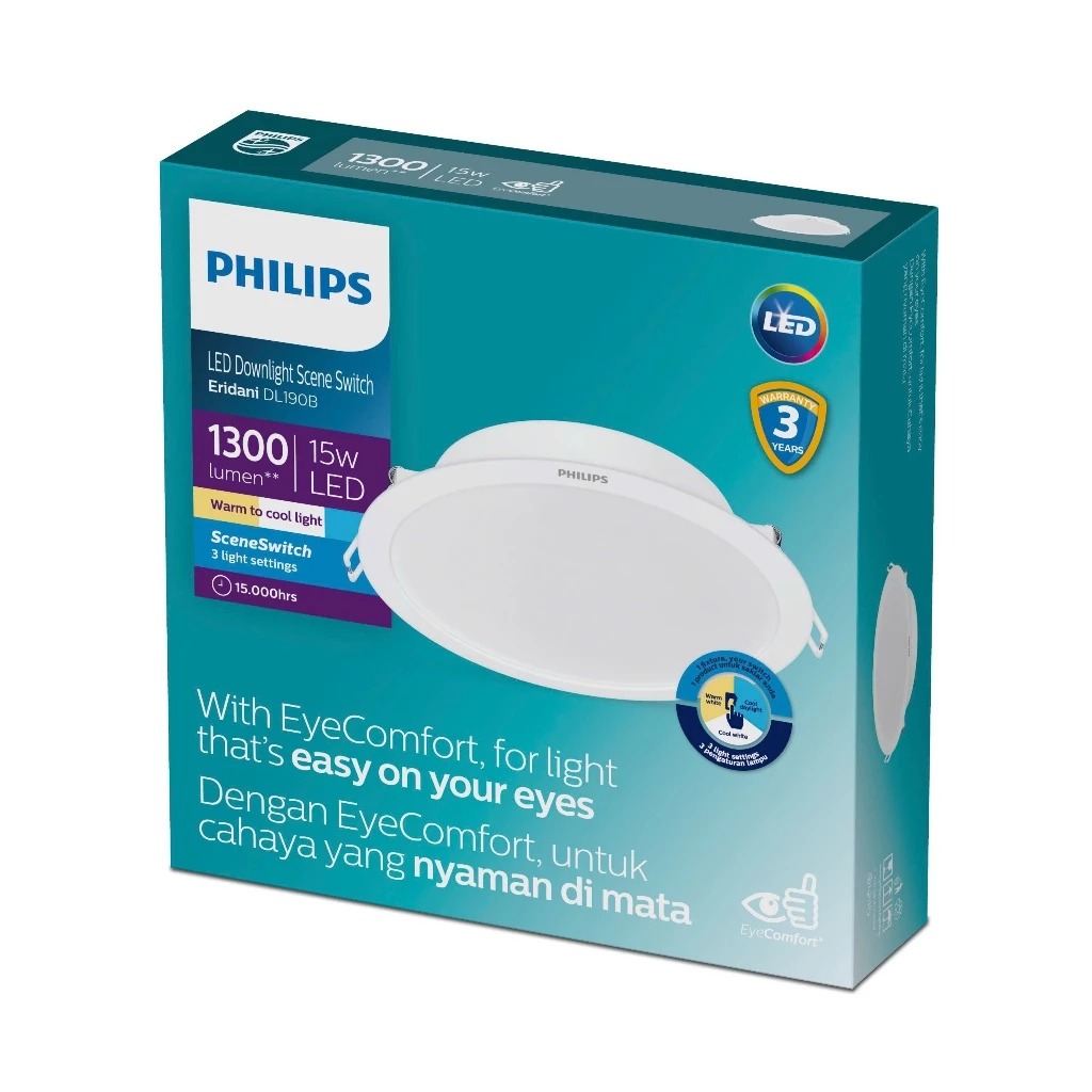 [CHÍNH HÃNG] Đèn LED Âm Trần Philips Eridani DL190B SSW Đổi Màu 3 Chế Độ 9W 12W 15W - D90 D100 D125 