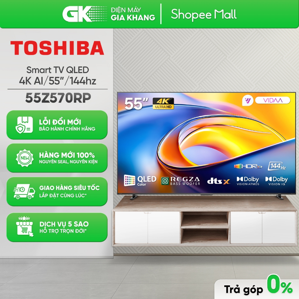 Smart Tivi QLED TOSHIBA AI 4K 55 inch 55Z570RP [Freeship HCM]