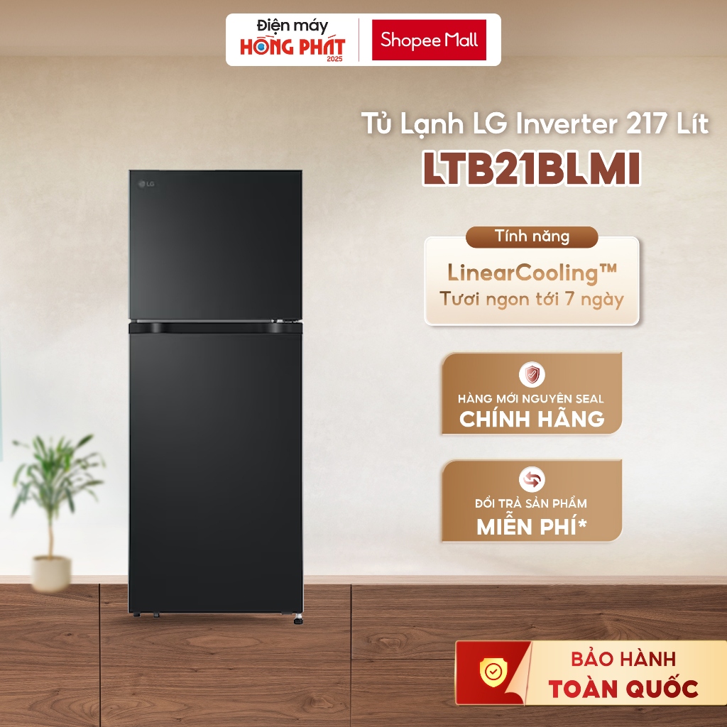 [GIAO TOÀN QUỐC] Tủ Lạnh LG Inverter 217 Lít LTB21BLMI - Bảo Hành Chính Hãng