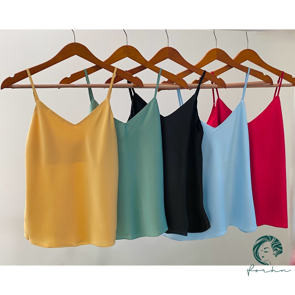 Áo hai dây cổ tim màu màu đen, đỏ, xanh, vàng - EDNA TIM FORHN