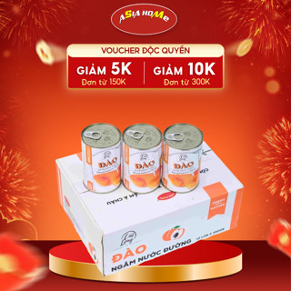 Thùng 12 Lon Đào Ngâm Nước Đường Cát Long 565g – ASIA HOME Chính Hãng