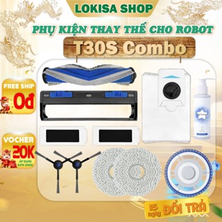 Phụ kiện robot hút bụi deebot T30S Combo - Khăn lau, màng lọc bụi, chổi cạnh, chổi giữa, túi rác, đế gắn khăn