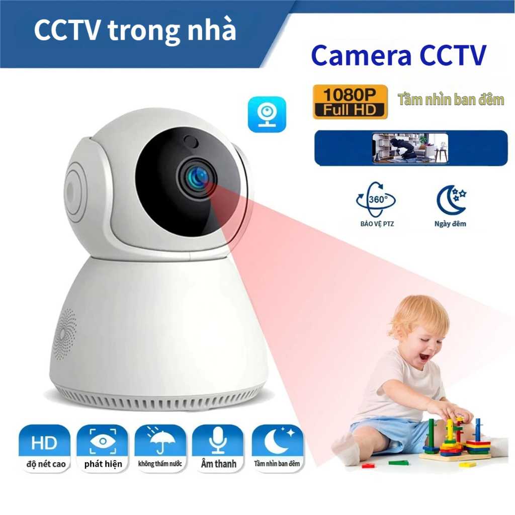 Camera WiFi Cố Định Trong Nhà V380 Pro – Hồng Ngoại, Báo Động Chuyển Động, Đàm Thoại 2 Chiều