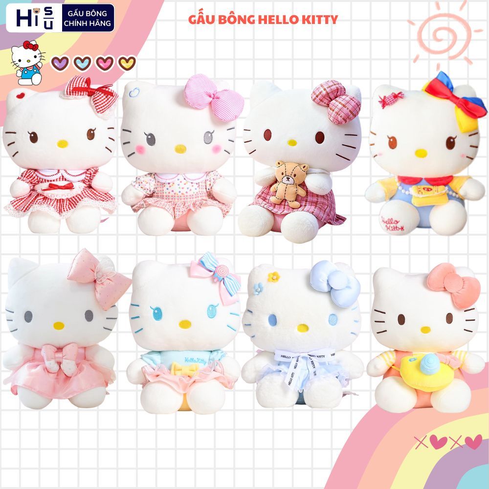 Gấu bông hello kittty dễ thương, Thú nhồi bông helo kitty cute đáng yêu làm quà tặng cho bé gái, bạn gái. Hisu